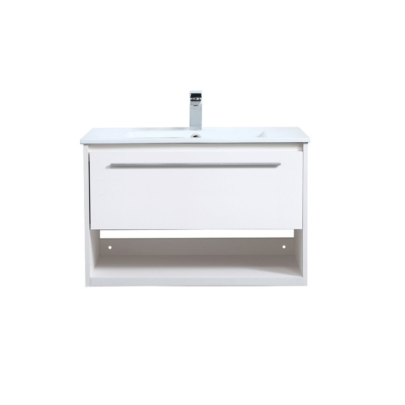 Single Bathroom Floating Vanity from the Kasper Collection in White Finish by Elegant Lighting