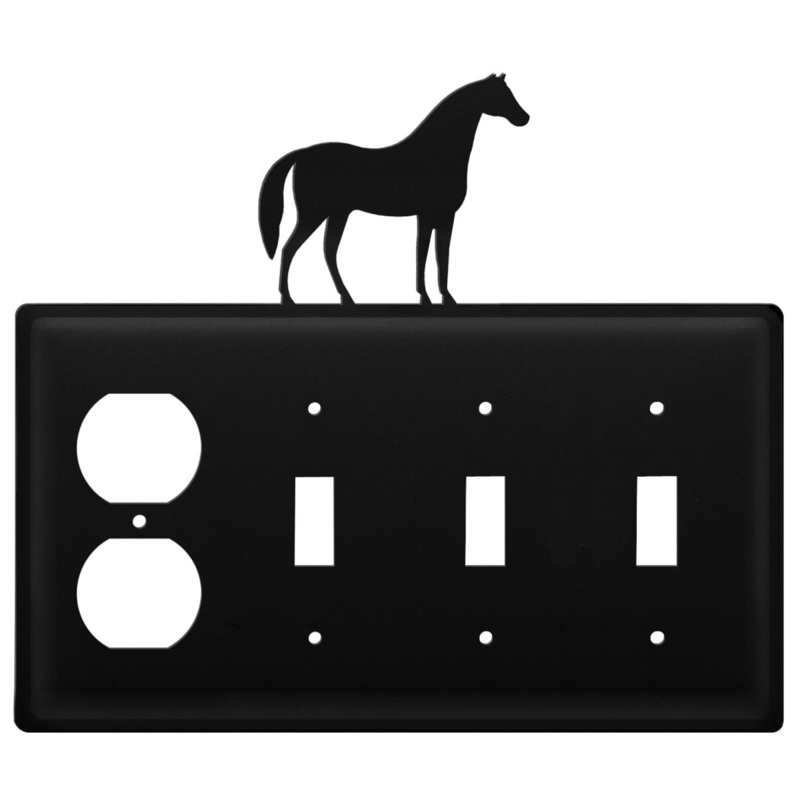 Village Wrought Iron EOSSS-68 Quad Horse Single Outlet and Triple Switch Cover CUSTOM Product