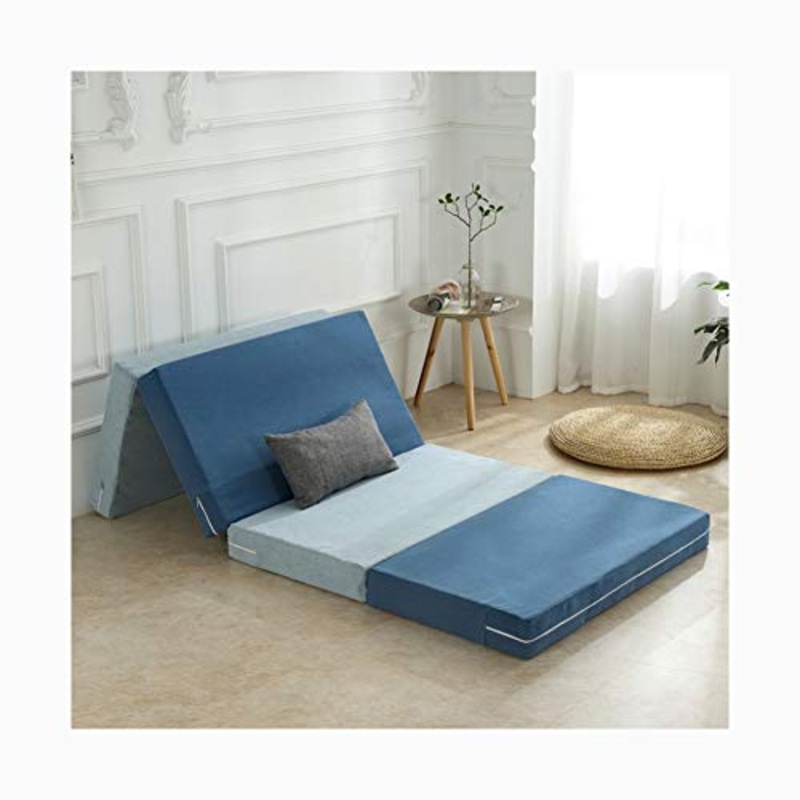 YANGLY 10 Centimetri di Spessore Multifunzionale Materasso Pieghevole Fold 4 Materasso for Pausa Pranzo Mats, Mats Gioco, Tatami, Letti A Castello (Color : Striped Blue, Size : 39x79inch)