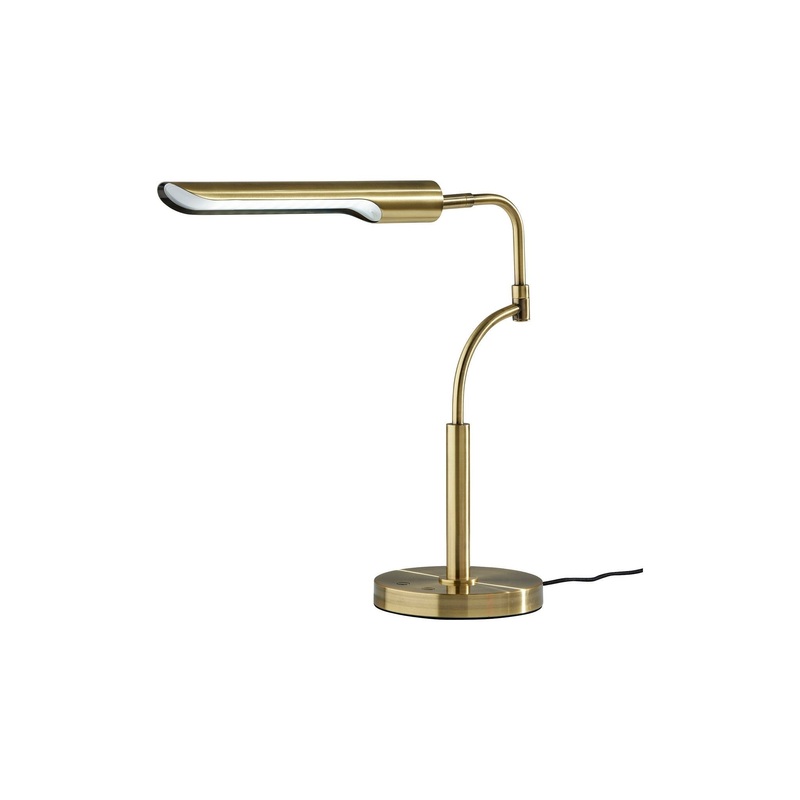 Zane LED Desk Lamp with Smart Switch Antique Brass