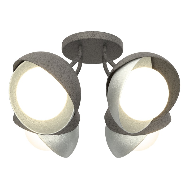 Brooklyn 4-Light Double Shade Semi-Flush Natural Iron Vintage Platinum