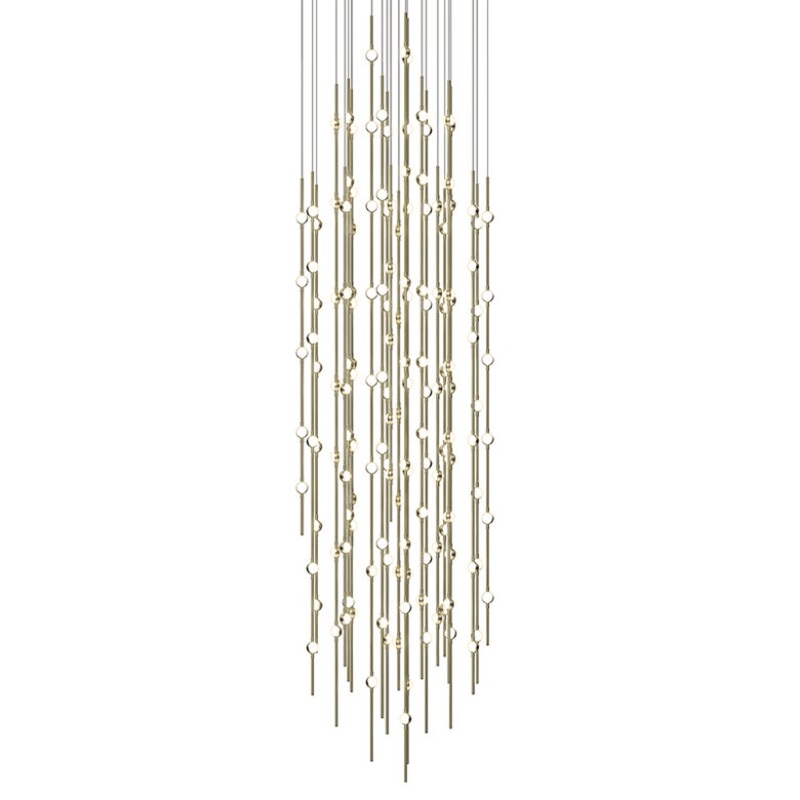 Constellation Andromeda 25″ Round LED Pendant Satin Brass with White Optical Acrylic 3000K 10′ Adjustable Cord