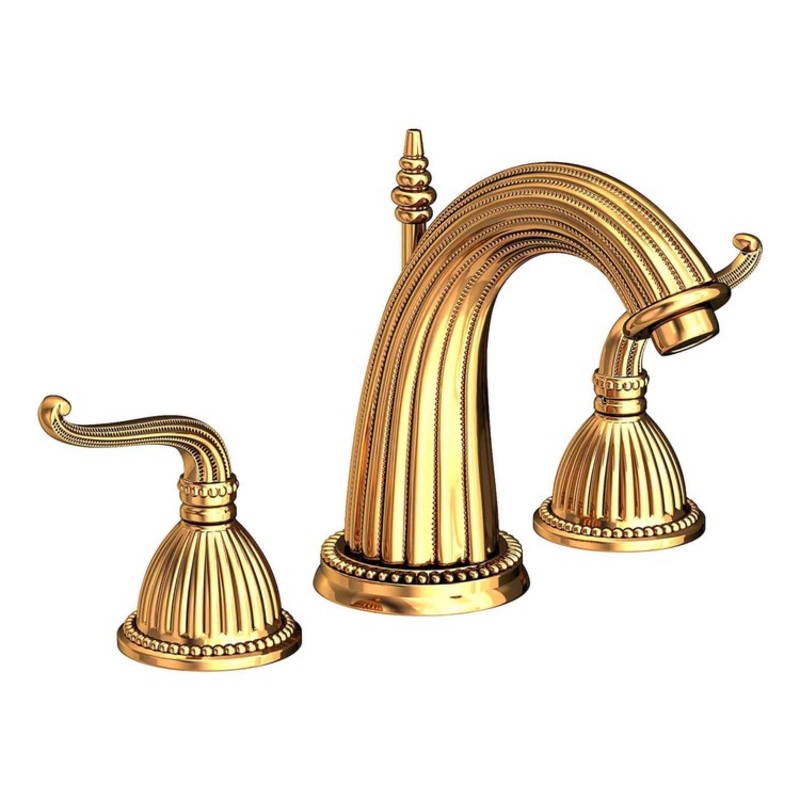 Lavatory Faucet Alexandria Widespread 8 to 20 Inch Spread 2 Lever ADA Polished Gold PVD 1.2 Gallons per Minute Brass Spout Height 4-11/16 Inch