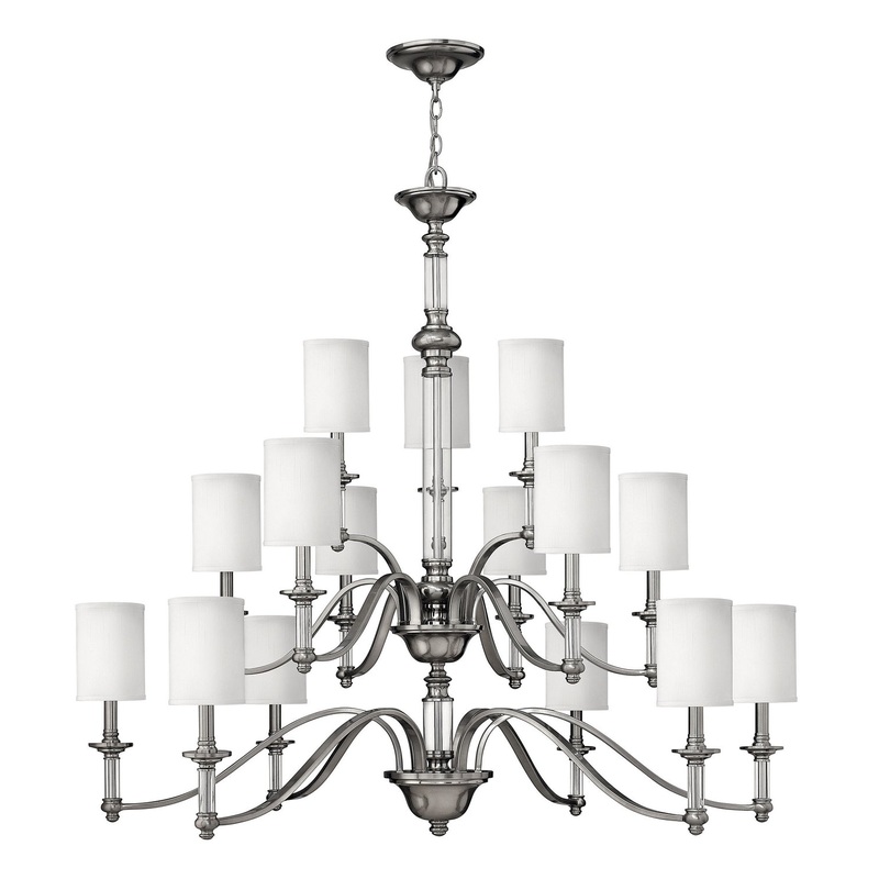 LED Foyer Chandelier from the Sussex Collection in Brushed Nickel Finish by Hinkley