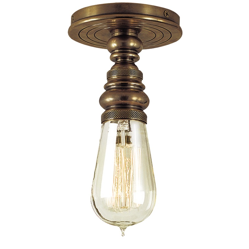 One Light Flush Mount from the Boston Collection in Hand-Rubbed Antique Brass Finish by Visual Comfort Signature