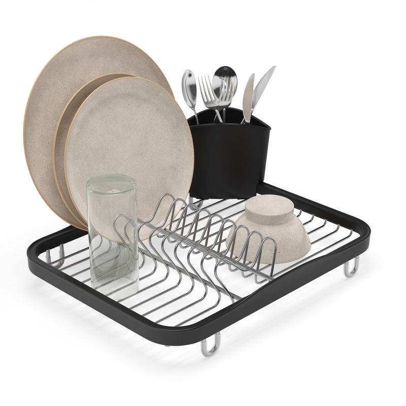 Sinkin Counter Top Dish Rack Smoke/Nickel