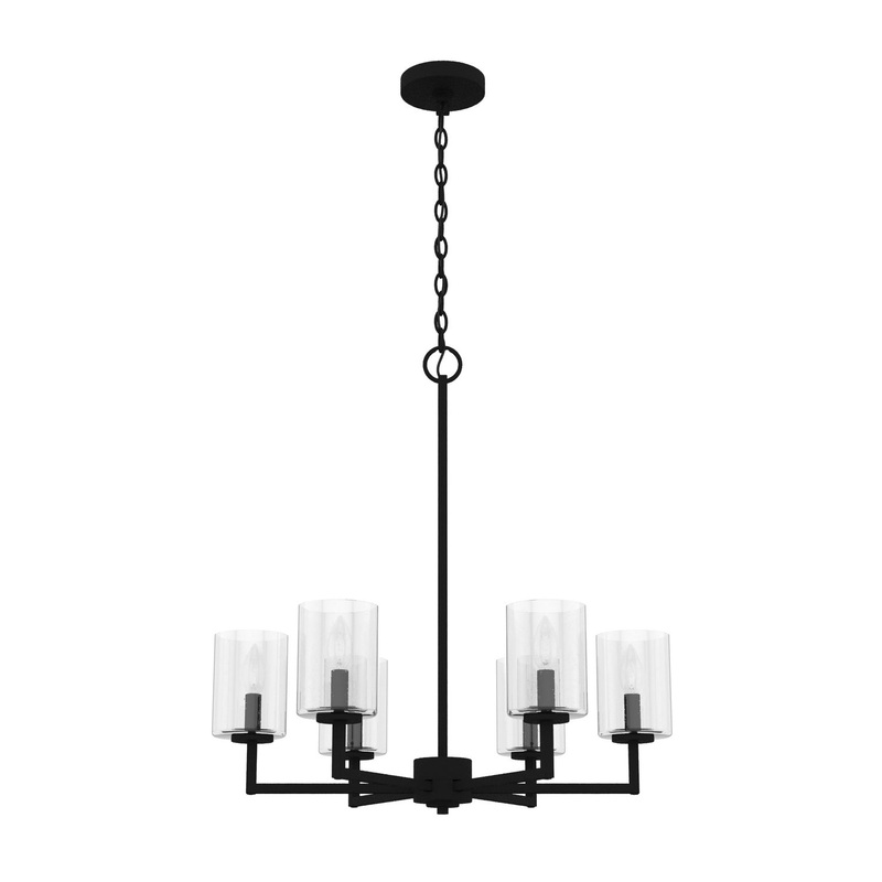 Six Light Chandelier from the Kerrison Collection in Natural Black Iron Finish by Hunter