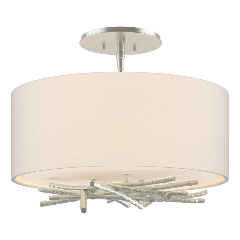 Brindille Semi-Flush Vintage Platinum Flax Shade (SE)
