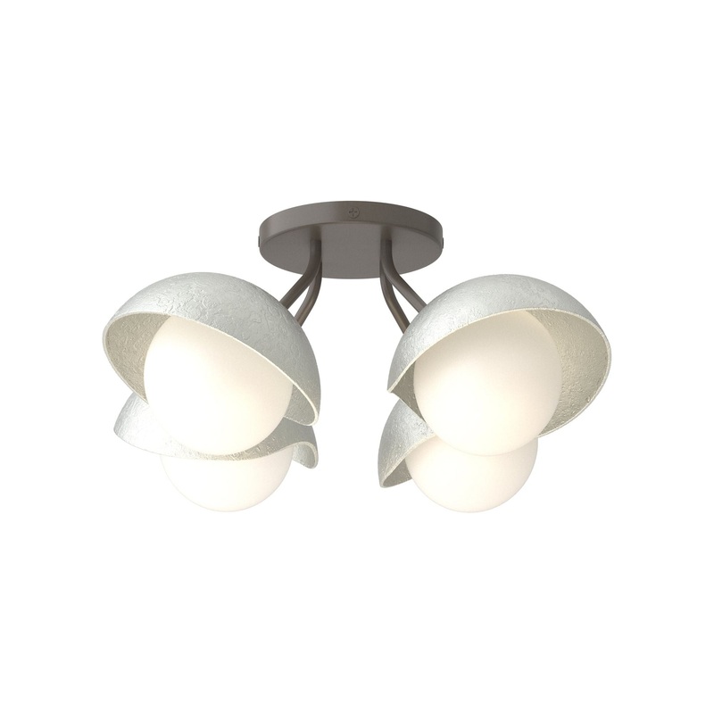 Brooklyn 4-Light Single Shade Semi-Flush Dark Smoke Vintage Platinum