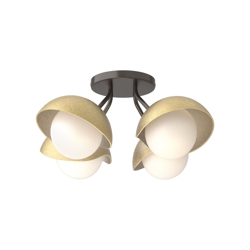Brooklyn 4-Light Single Shade Semi-Flush Oil Rubbed Bronze Modern Brass