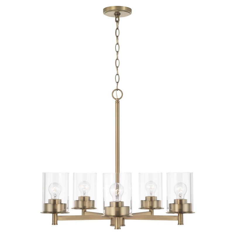 Capital Lighting 446851AD-532 Mason 5 Light Chandelier Aged Brass