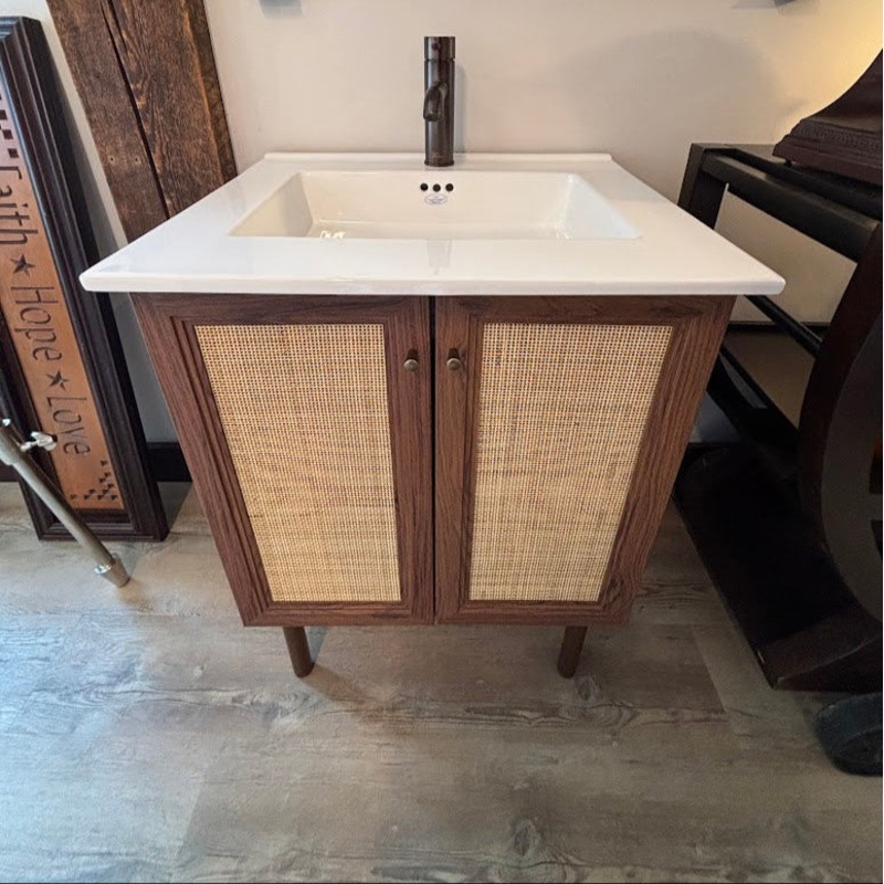 Classe 24″ Brown Oak Vanity with Larisa Sink Top & Oil-Rubbed Bronze Faucet