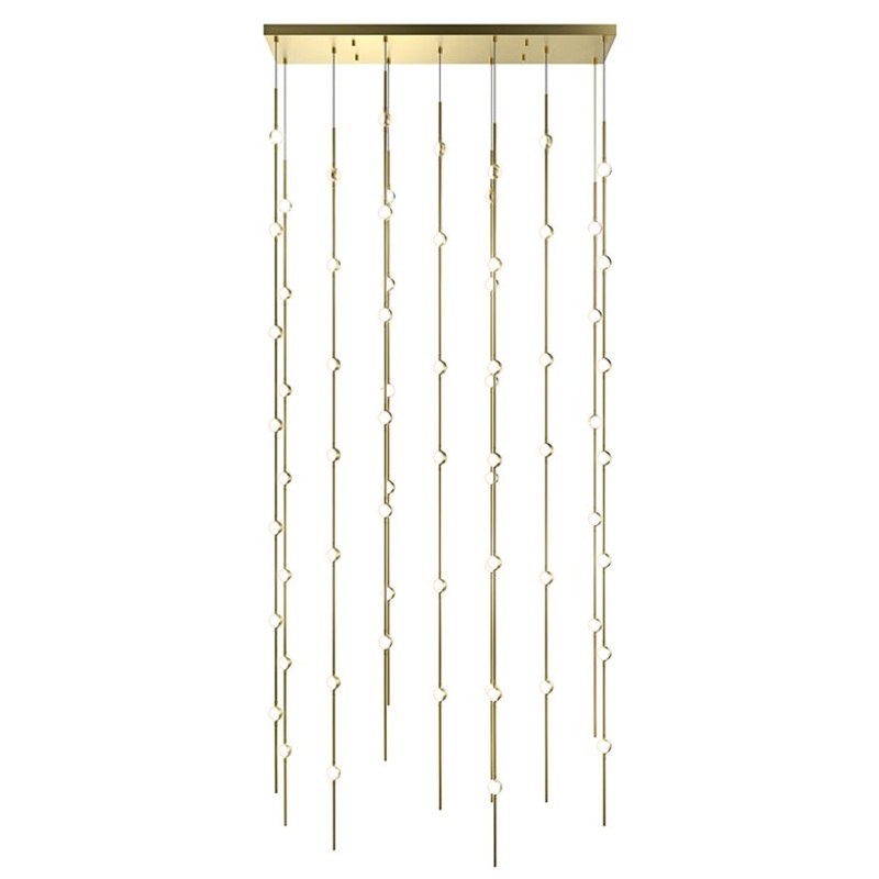 Constellation Andromeda 36″ Rectangle LED Pendant Satin Brass with White Optical Acrylic 2700K 20′ Adjustable Cord