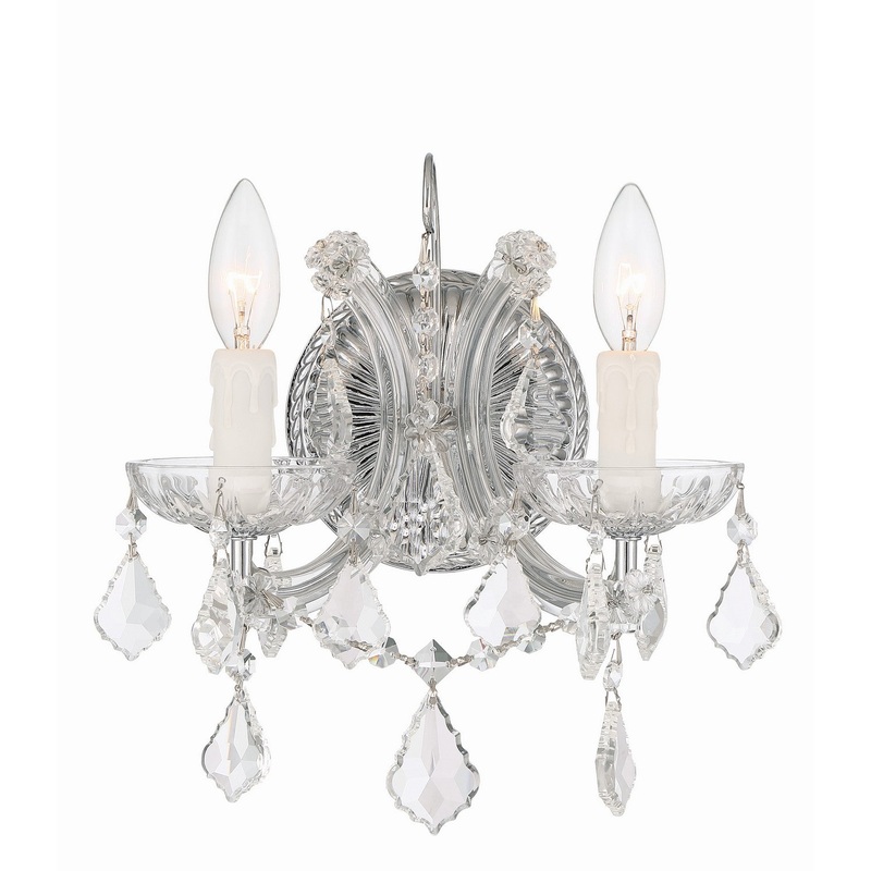 Crystorama 4472-CH-CL-I Maria Theresa Two Light Wall Sconce Polished Chrome