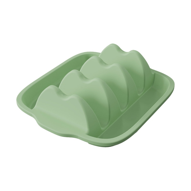 Green Silicone Taco Holder Tray – Creative Non-Slip Corn Taco Serving Rack with 4 Compartments