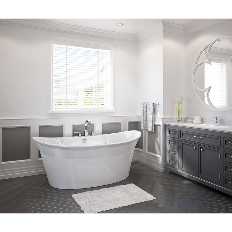 MAAX 106151-000-002-100 Orchestra 6636 AcrylX Freestanding Center Drain Bathtub in White with White Skirt