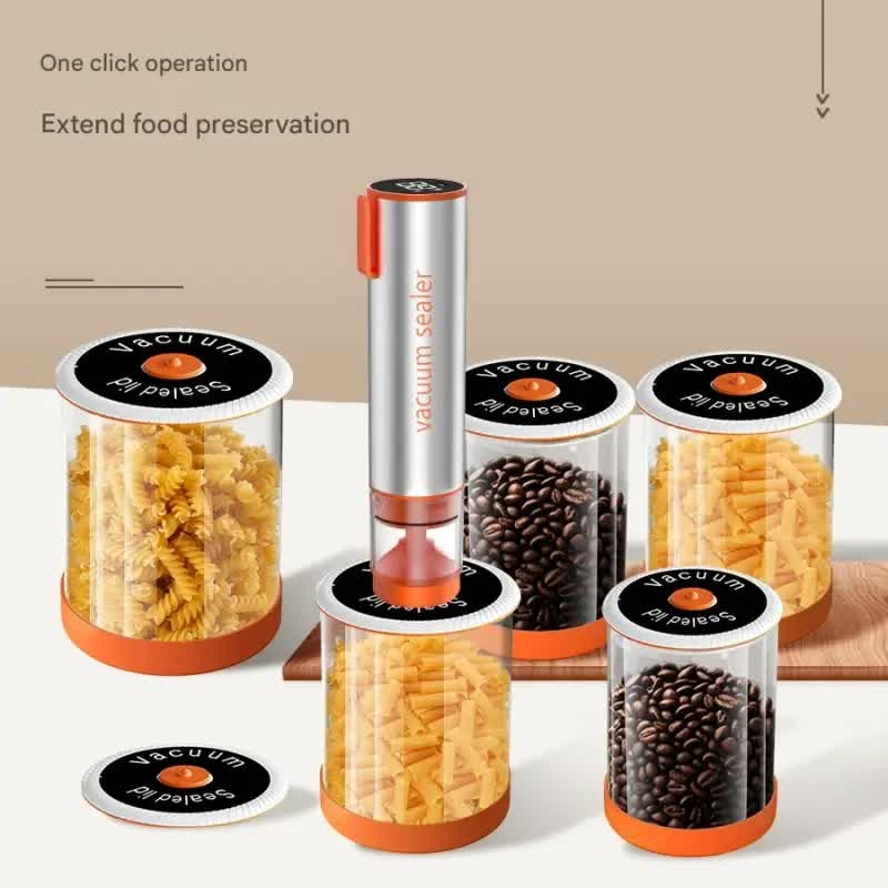 Multi-Function Handheld Electric Vacuum Sealer & Inflator Kit – For Food Bags, Jars, Wine & Balls(Gray Orange)