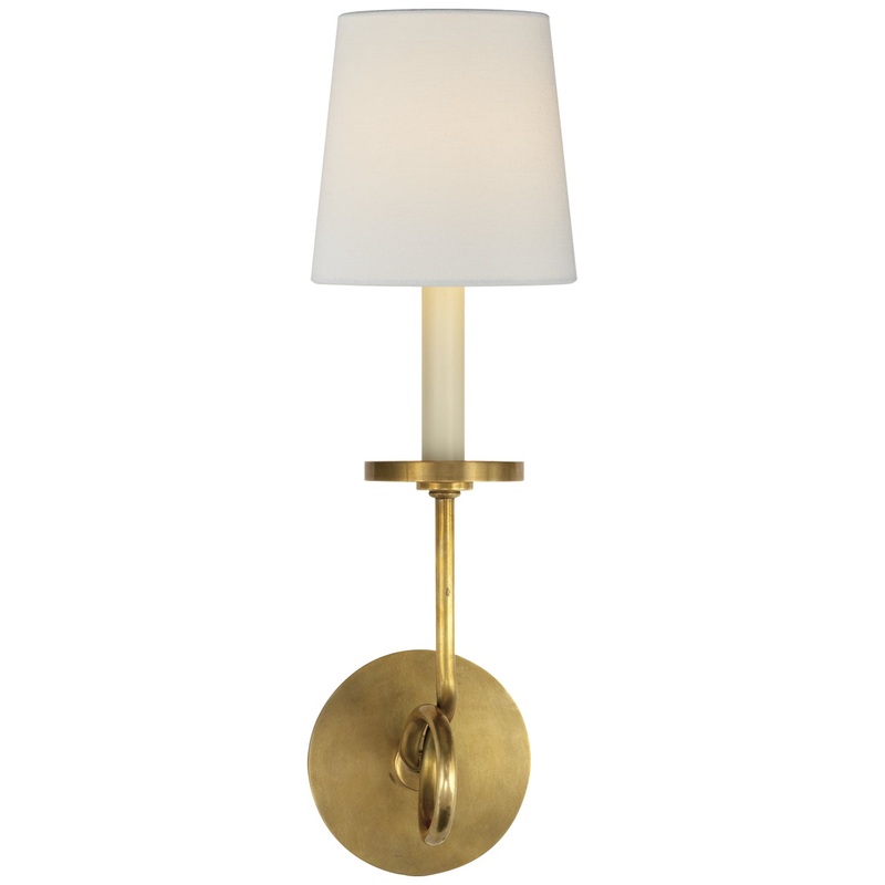 One Light Wall Sconce from the Symmetric Twist Collection in Antique-Burnished Brass Finish by Visual Comfort Signature