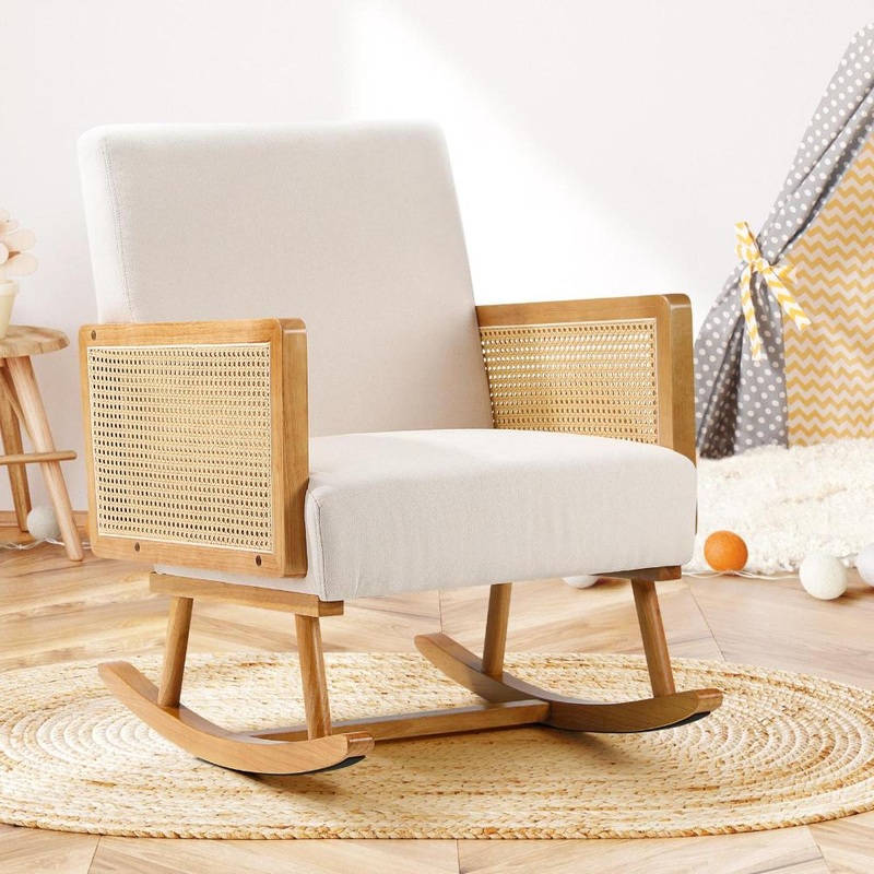 Rocking Chair PE Rattan Beige
