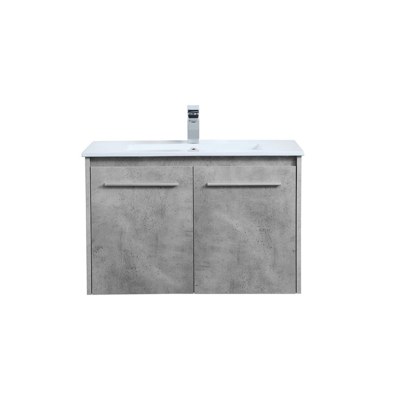 Single Bathroom Floating Vanity from the Rasina Collection in Concrete Grey Finish by Elegant Lighting