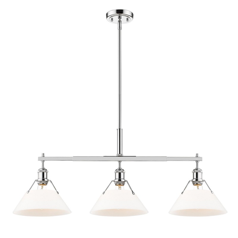 Three Light Linear Pendant from the Orwell Collection in Chrome Finish by Golden