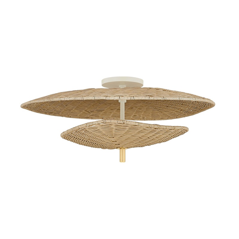 Three Light Semi Flush Mount from the Marigold Collection in Aged Brass Finish by Mitzi