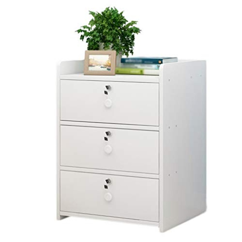 Comodini camera WHLONG Household Locker Tre pompaggio Piccolo di Lavoro Bagno con Blocco Soggiorno Corridoio Addensare in massello Bianco 36X30X49cm