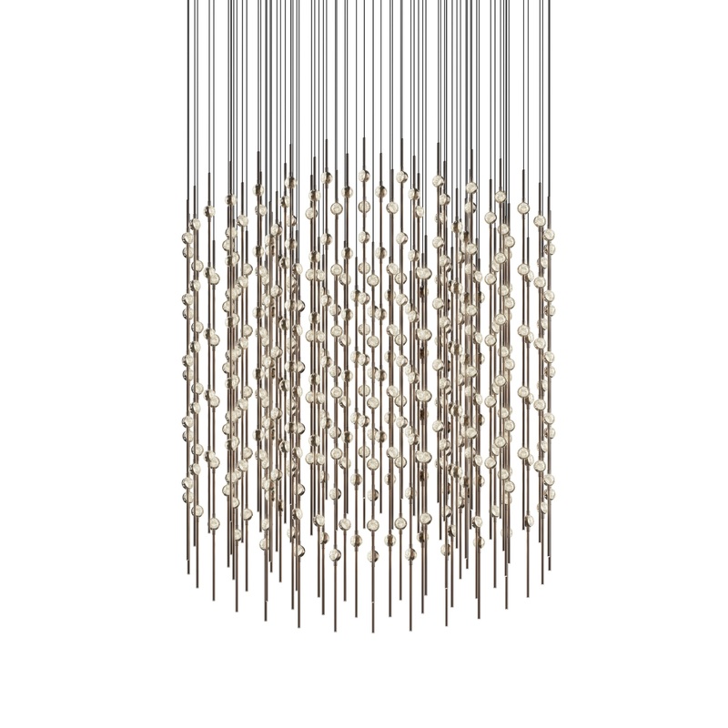 Constellation 48″ Centaurus Cylinder LED Pendant Espresso Black with Clear Faceted Acrylic 3000K