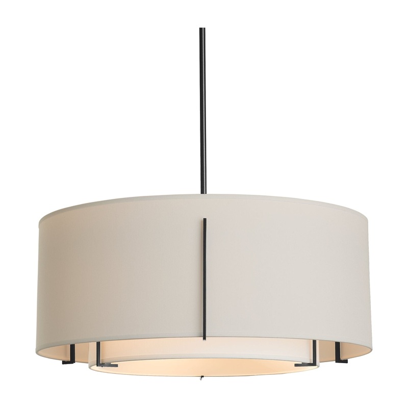 Exos Double Shade Pendant Natural Iron Natural Anna Inner Shade & Flax Outer Shade