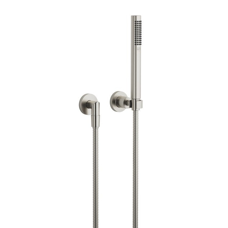 Handshower Set TARA with Individual Flanges Brushed Platinum Compact Rain 1.8 Gallons per Minute