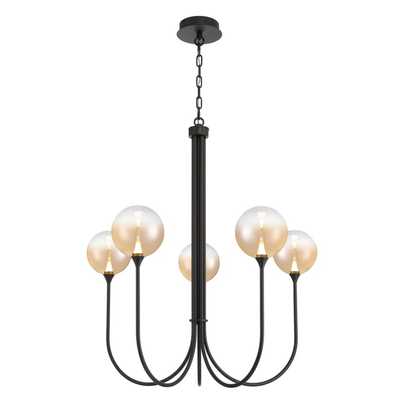 Iissa 5-Light 34″ Chandelier Black Amber Glass