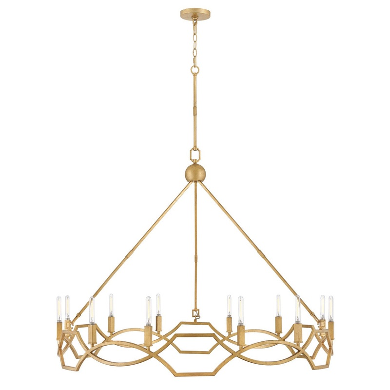 LED Chandelier from the Leona Collection in Distressed Brass Finish by Hinkley