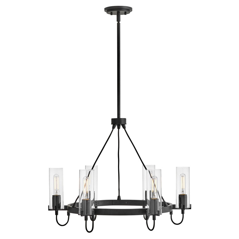 LED Chandelier from the Ryden Collection in Black Finish by Hinkley
