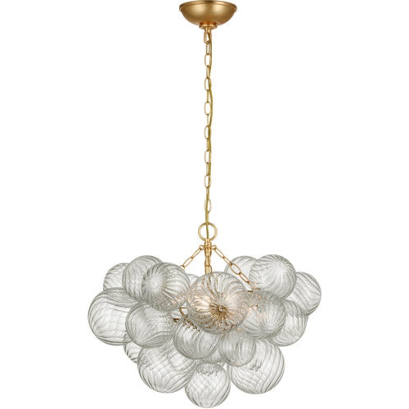 LED Chandelier from the Talia Collection in Gild And Clear Swirled Glass Finish by Visual Comfort Signature