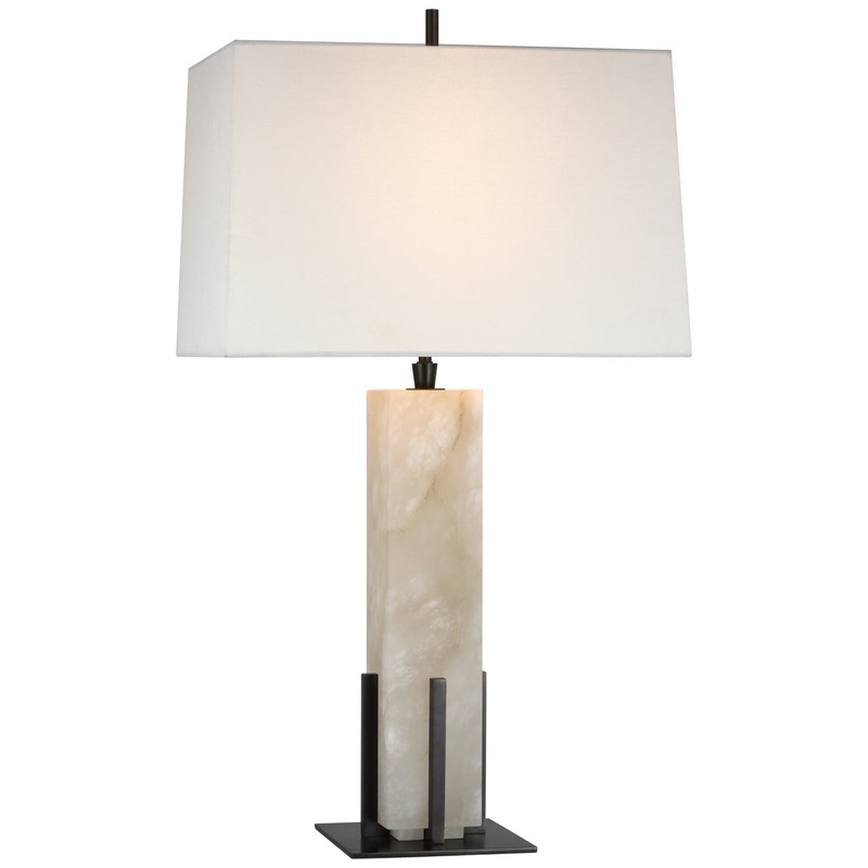 LED Table Lamp from the Gironde Collection in Alabaster And Bronze Finish by Visual Comfort Signature