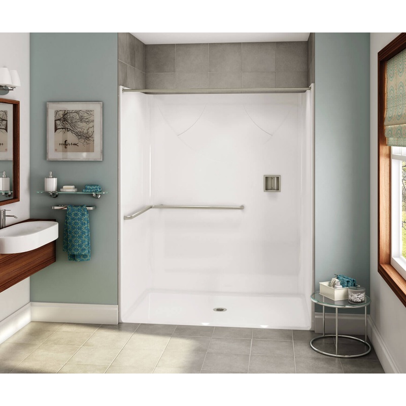 MAAX 106041-000-002-101 OPS-6036 – ADA L-Bar AcrylX Alcove Center Drain One-Piece Shower in White