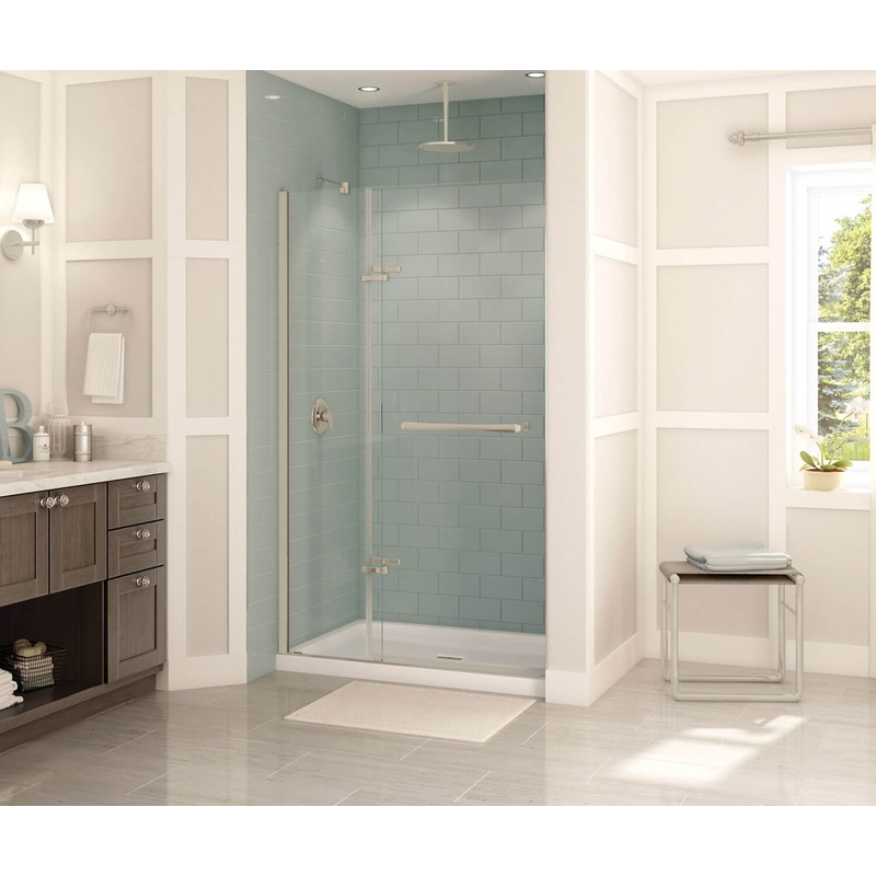 MAAX 136671-900-305-000 Reveal 71 44-47 x 71  in. 8mm Pivot Shower Door for Alcove Installation with Clear glass in Brushed Nickel