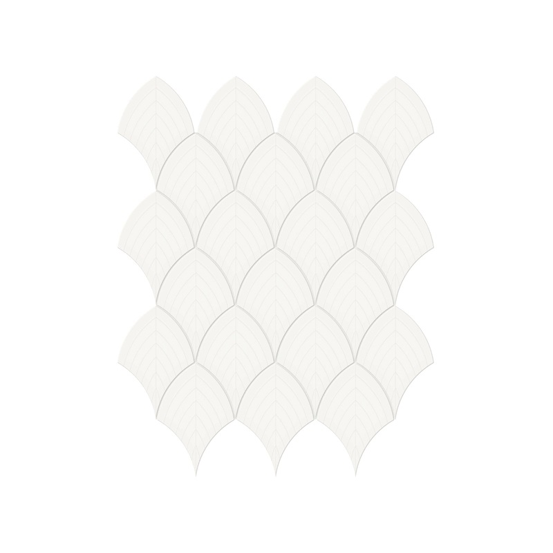 Soho Canvas White Glossy Porcelain Scallop Mosaics. 1 Sheet = Sq. Ft.