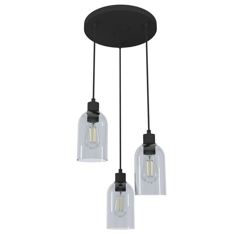 Three Light Cluster from the Lochmeade Collection in Natural Black Iron Finish by Hunter