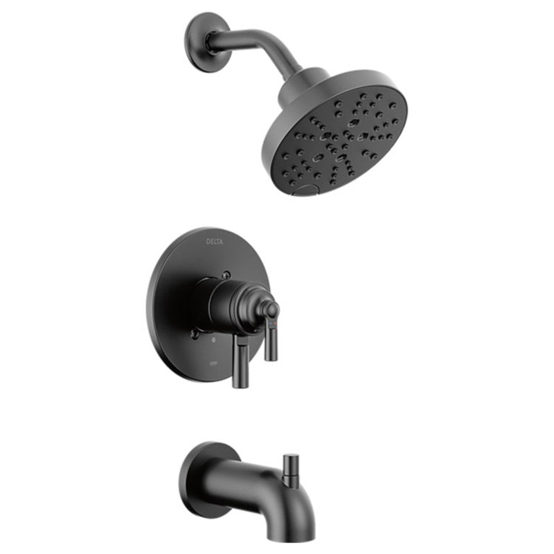 Tub and Shower Trim Monitor Saylor 17 Series In2ition 2 Lever Matte Black WaterSense ADA 1.75 Gallons per Minute