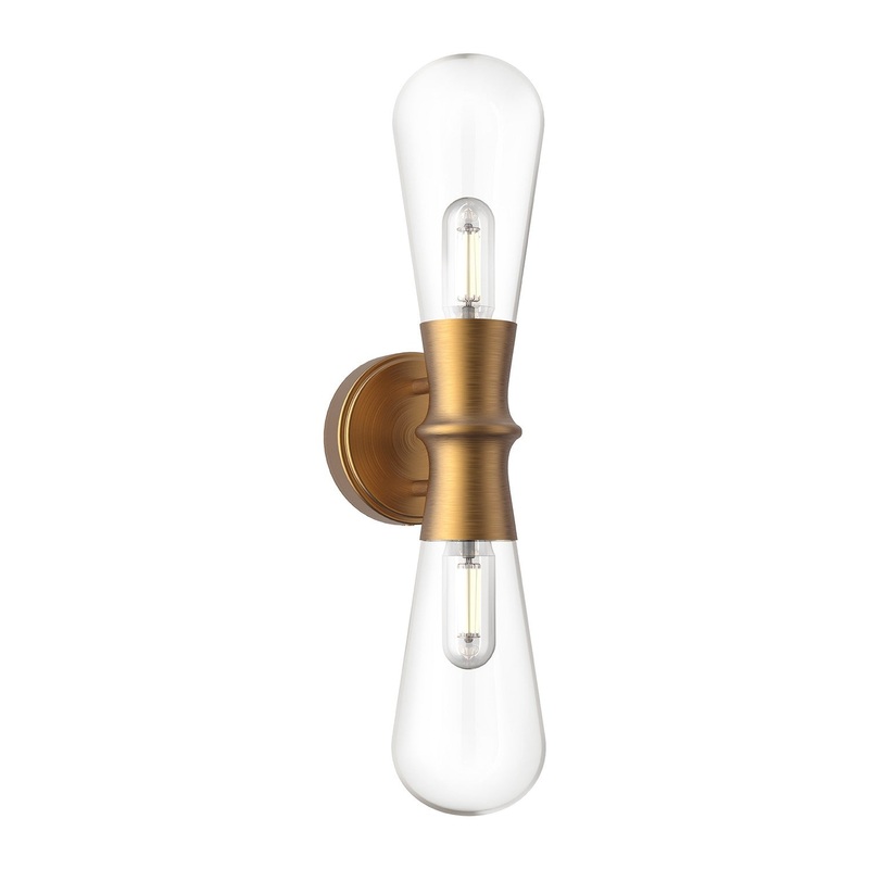 Two Light Wall Sconce from the Marcel Collection in Aged Gold|Chrome|Matte Black Finish by Alora