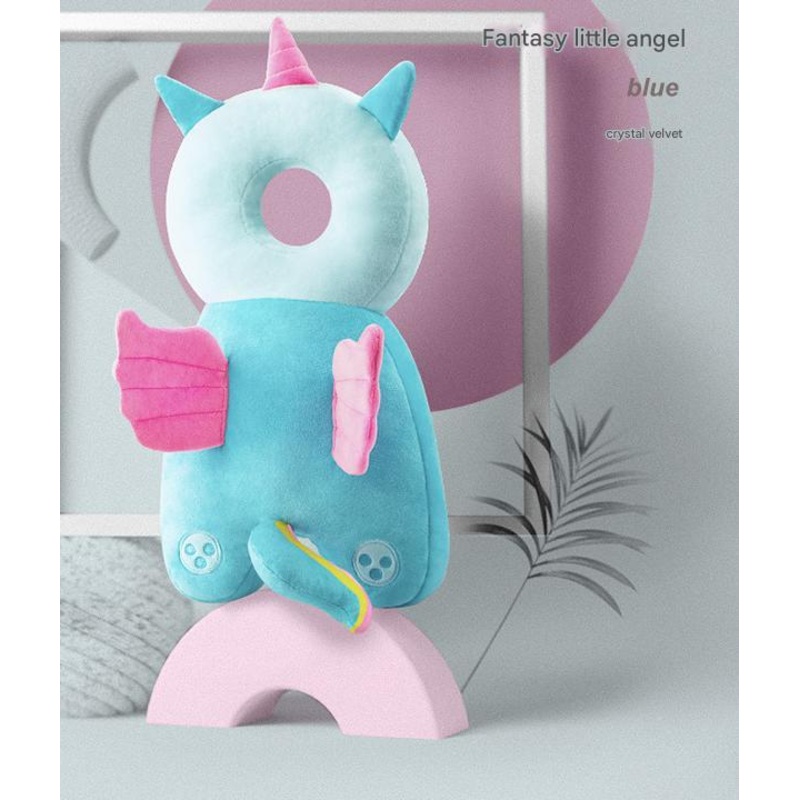 Adorable Baby Head Protector Backpack Cushion – Anti-Fall Toddler Safety Pad with Adjustable Straps(Blue Angel)