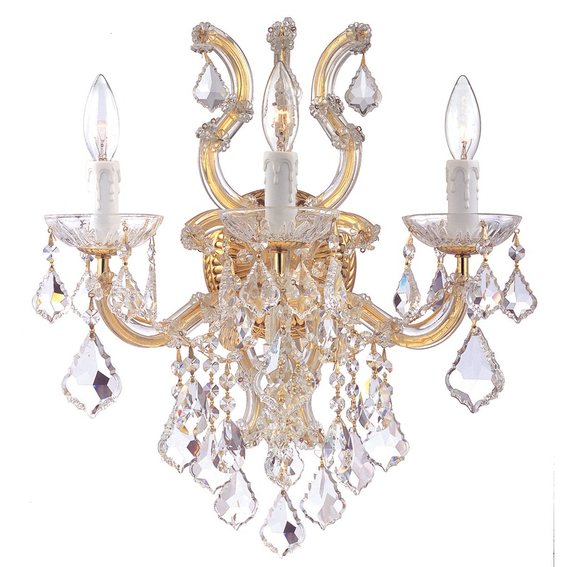 Crystorama 4433-GD-CL-MWP Maria Theresa Three Light Wall Sconce Gold (Discontinued)