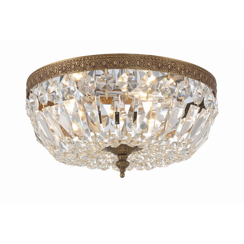 Crystorama 712-OB-CL-MWP Ceiling Mount Three Light Flush Mount Olde Brass