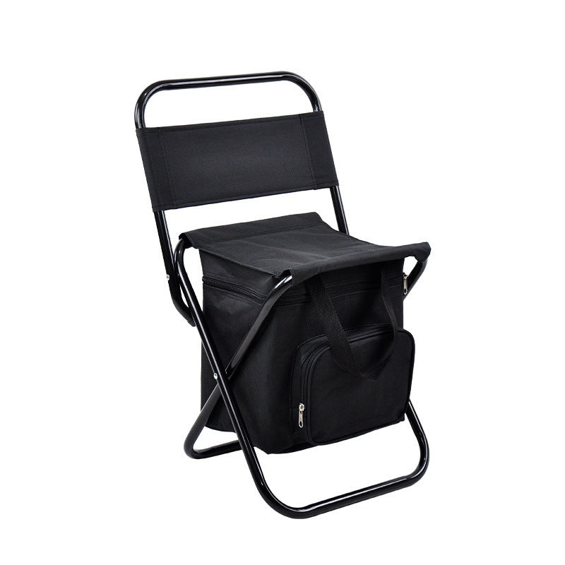Foldable Camping Chair with Integrated 10L Insulated Cooler Bag – Black
