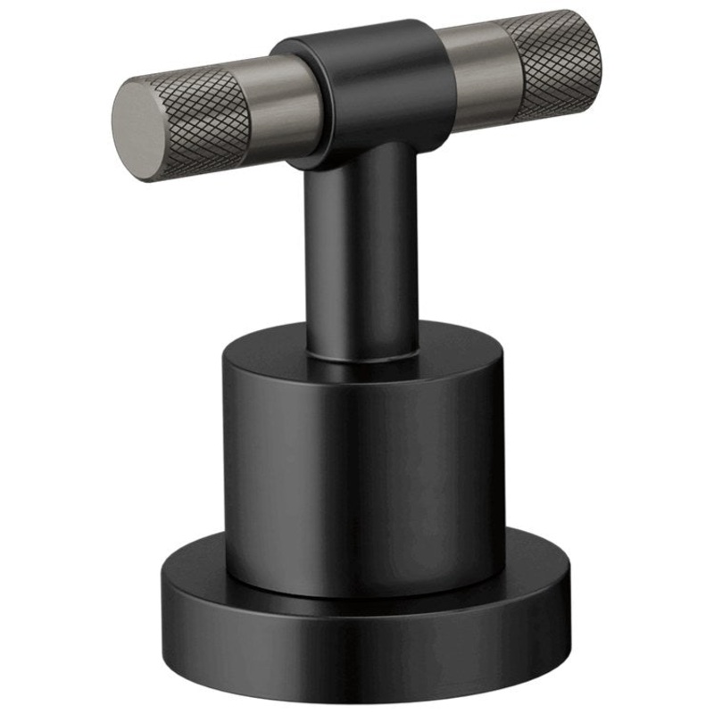 Handle Kit Litze Zinc 2 T-Lever with Knurling Matte Black/Brilliance Luxe Steel ADA for Roman Tub Faucet