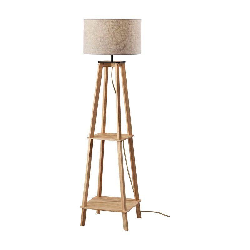 Kirby Shelf Floor Lamp Natural Wood