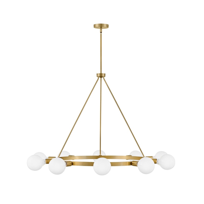 LED Chandelier from the Orla Collection in Lacquered Brass Finish by Lark