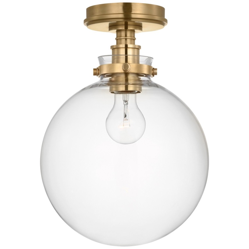 LED Flush Mount from the Parkington Collection in Antique-Burnished Brass Finish by Visual Comfort Signature