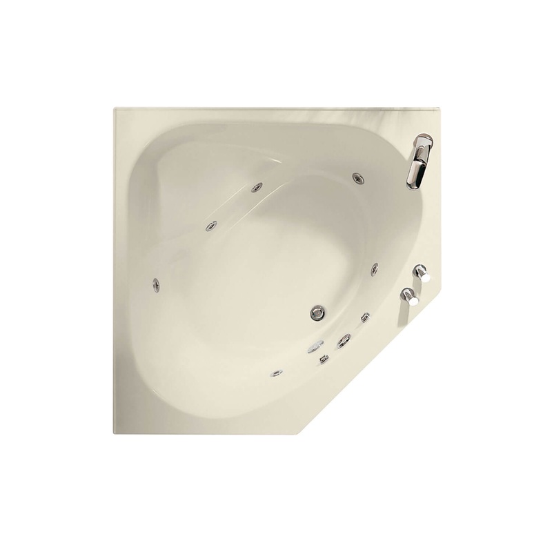 MAAX 100875-003-004-010 Tandem 5454 Acrylic Corner Center Drain Whirlpool Bathtub in Bone